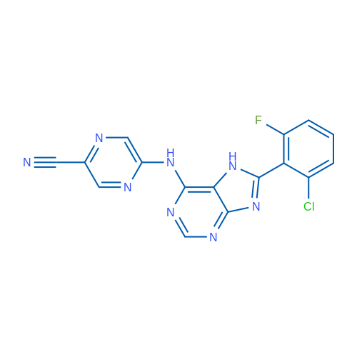5-((8-(2-Chloro-6-fluorophenyl)-7H-purin-6-yl)amino)pyrazine-2-carbonitrile 1g