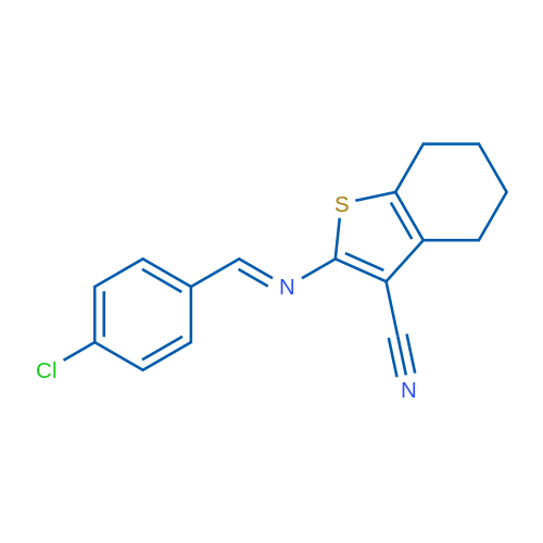 2-[(E)-[(4-Chlorophenyl)methylidene]amino]-4,5,6,7-tetrahydro-1-benzothiophene-3-carbonitrile 1g