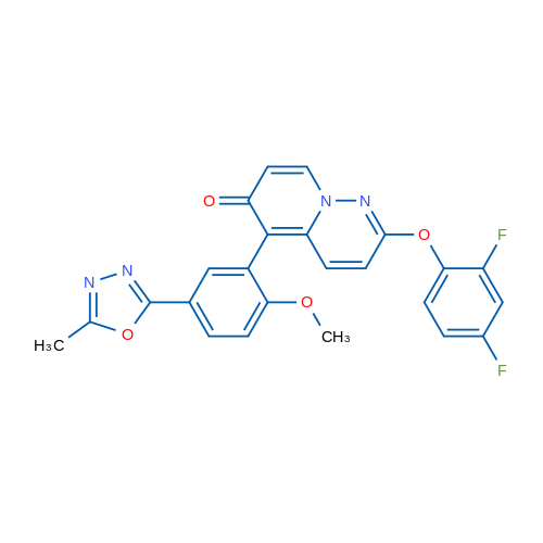 2-(2,4-Difluorophenoxy)-5-(2-methoxy-5-(5-methyl-1,3,4-oxadiazol-2-yl)phenyl)-6H-pyrido[1,2-b]pyridazin-6-one 1g
