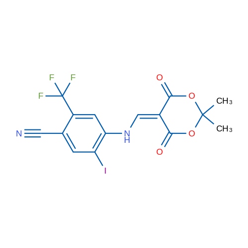 4-{[(2,2-dimethyl-4,6-dioxo-1,3-dioxan-5-ylidene)methyl]amino}-5-iodo-2-(trifluoromethyl)benzonitrile 1g
