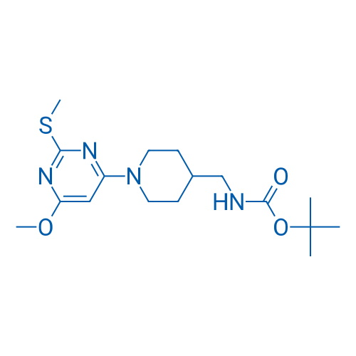 tert-Butyl ((1-(6-methoxy-2-(methylthio)pyrimidin-4-yl)piperidin-4-yl)methyl)carbamate 250mg