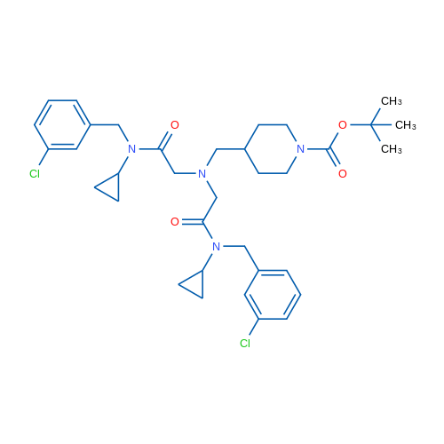 tert-Butyl 4-((bis(2-((3-chlorobenzyl)(cyclopropyl)amino)-2-oxoethyl)amino)methyl)piperidine-1-carboxylate 1g