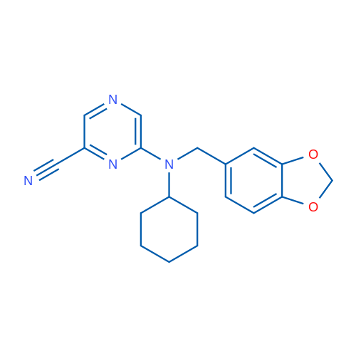 6-((Benzo[d][1,3]dioxol-5-ylmethyl)(cyclohexyl)amino)pyrazine-2-carbonitrile 1g