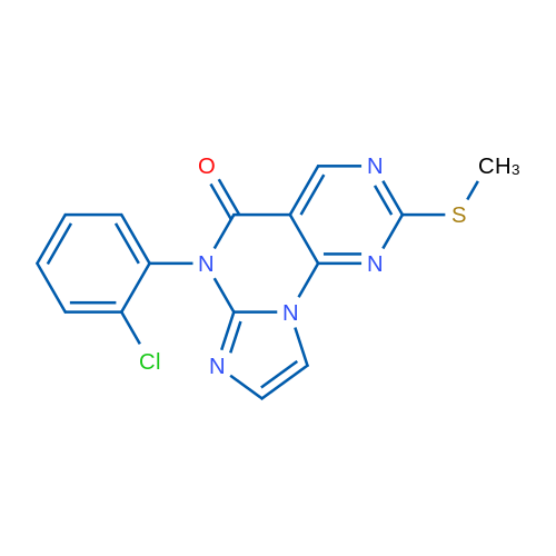 6-(2-Chlorophenyl)-2-(methylthio)imidazo[1,2-a]pyrimido[5,4-e]pyrimidin-5(6H)-one 1g