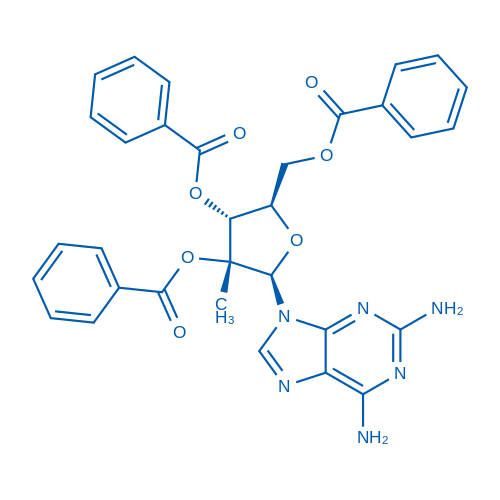 (2R,3R,4R,5R)-5-((Benzoyloxy)methyl)-2-(2,6-diamino-9H-purin-9-yl)-3-methyltetrahydrofuran-3,4-diyl dibenzoate 250mg