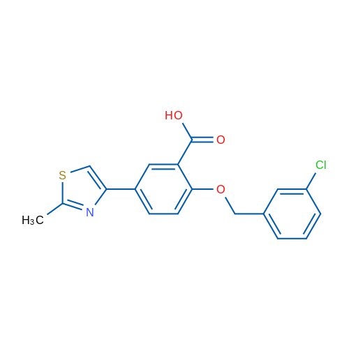 2-((3-Chlorobenzyl)oxy)-5-(2-methylthiazol-4-yl)benzoic acid 5g
