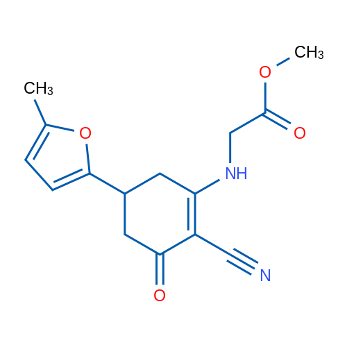 MEthyl n-[2-cyano-5-(5-methyl-2-furyl)-3-oxocyclohex-1-en-1-yl]glycinate 1g