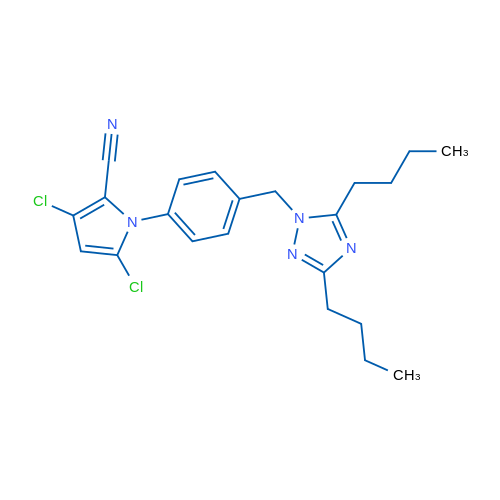3,5-Dichloro-1-(4-((3,5-dibutyl-1H-1,2,4-triazol-1-yl)methyl)phenyl)-1H-pyrrole-2-carbonitrile 1g