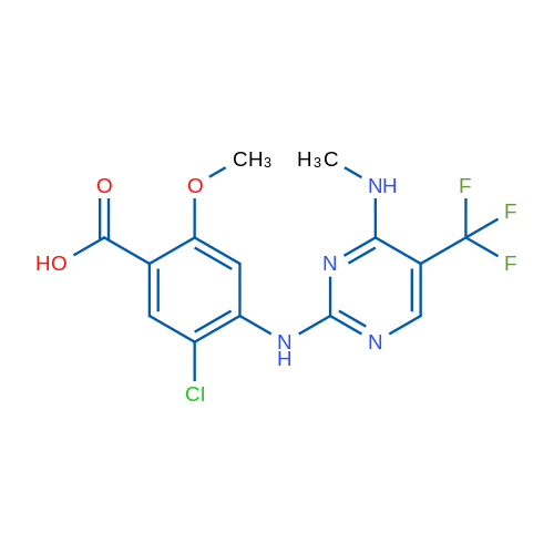 5-Chloro-2-methoxy-4-((4-(methylamino)-5-(trifluoromethyl)pyrimidin-2-yl)amino)benzoic acid 1g