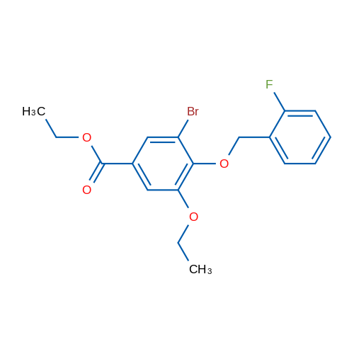 Ethyl 3-bromo-5-ethoxy-4-((2-fluorobenzyl)oxy)benzoate 1g
