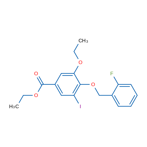 Ethyl 3-ethoxy-4-((2-fluorobenzyl)oxy)-5-iodobenzoate 1g