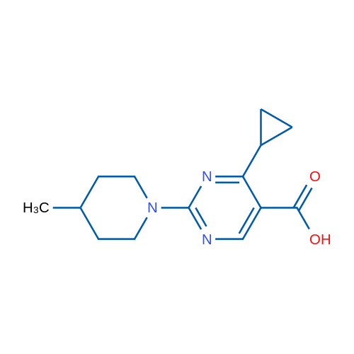 4-Cyclopropyl-2-(4-methylpiperidin-1-yl)pyrimidine-5-carboxylic acid 1g
