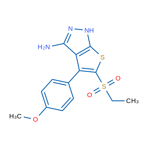 5-(Ethylsulfonyl)-4-(4-methoxyphenyl)-1H-thieno[2,3-c]pyrazol-3-amine 1g