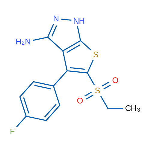 5-(Ethylsulfonyl)-4-(4-fluorophenyl)-1H-thieno[2,3-c]pyrazol-3-amine 1g