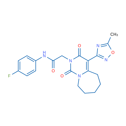N-(4-Fluorophenyl)-2-[4-(5-methyl-1,2,4-oxadiazol-3-yl)-1,3-dioxo-1H,2H,3H,5H,6H,7H,8H,9H-pyrimido[1,6-a]azepin-2-yl]acetamide 1g