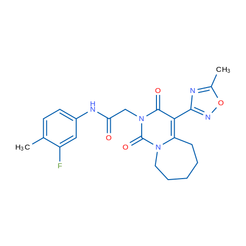 N-(3-Fluoro-4-methylphenyl)-2-[4-(5-methyl-1,2,4-oxadiazol-3-yl)-1,3-dioxo-1H,2H,3H,5H,6H,7H,8H,9H-pyrimido[1,6-a]azepin-2-yl]acetamide 1g