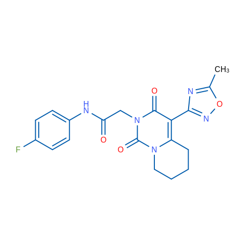 N-(4-Fluorophenyl)-2-[4-(5-methyl-1,2,4-oxadiazol-3-yl)-1,3-dioxo-1H,2H,3H,5H,6H,7H,8H-pyrido[1,2-c]pyrimidin-2-yl]acetamide 1g