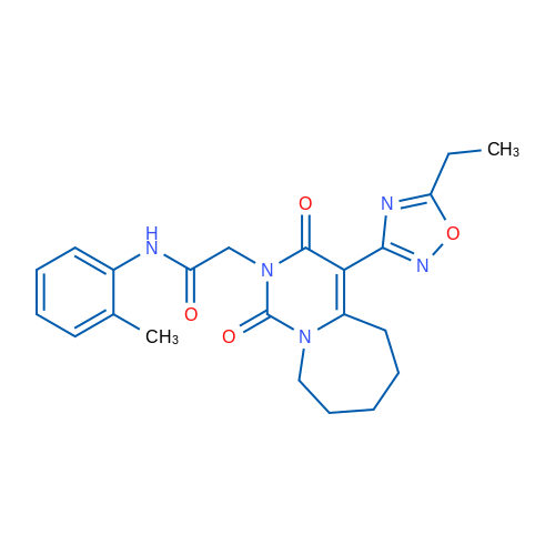 2-[4-(5-Ethyl-1,2,4-oxadiazol-3-yl)-1,3-dioxo-1H,2H,3H,5H,6H,7H,8H,9H-pyrimido[1,6-a]azepin-2-yl]-N-(2-methylphenyl)acetamide 1g