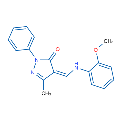 (4Z)-4-{[(2-methoxyphenyl)amino]methylidene}-3-methyl-1-phenyl-4,5-dihydro-1H-pyrazol-5-one 1g