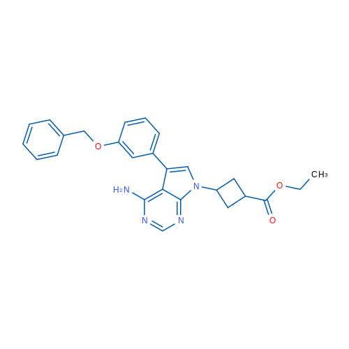 Ethyl 3-(4-amino-5-(3-(benzyloxy)phenyl)-7H-pyrrolo[2,3-d]pyrimidin-7-yl)cyclobutanecarboxylate 1g