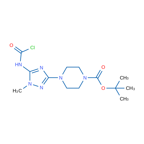 tert-Butyl 4-(5-((chlorocarbonyl)amino)-1-methyl-1H-1,2,4-triazol-3-yl)piperazine-1-carboxylate 250mg