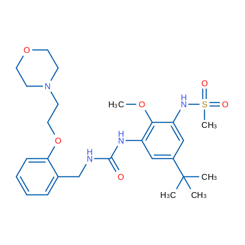 N-(5-(tert-Butyl)-2-methoxy-3-(3-(2-(2-morpholinoethoxy)benzyl)ureido)phenyl)methanesulfonamide 1g