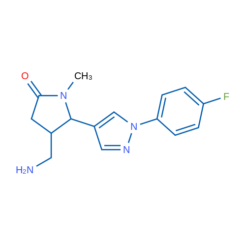 4-(Aminomethyl)-5-[1-(4-fluorophenyl)-1H-pyrazol-4-yl]-1-methylpyrrolidin-2-one 1g