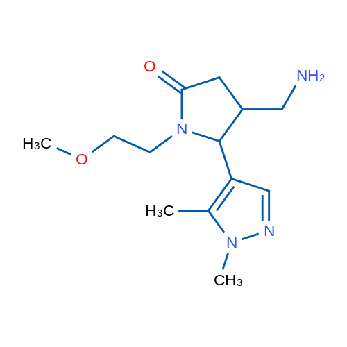 4-(Aminomethyl)-5-(1,5-dimethyl-1H-pyrazol-4-yl)-1-(2-methoxyethyl)pyrrolidin-2-one 1g
