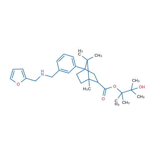3-Hydroxy-2,3-dimethylbutan-2-yl 4-(3-(((furan-2-ylmethyl)amino)methyl)phenyl)-1,7,7-trimethylbicyclo[2.2.1]heptane-2-carboxylate 1g
