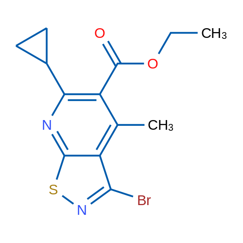 Ethyl 3-bromo-6-cyclopropyl-4-methyl-[1,2]thiazolo[5,4-b]pyridine-5-carboxylate 1g