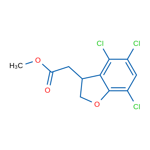 Methyl 2-(4,5,7-trichloro-2,3-dihydrobenzofuran-3-yl)acetate 250mg