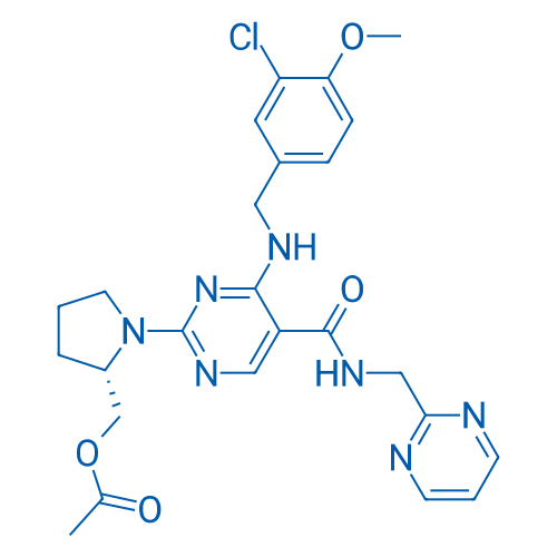 (S)-(1-(4-((3-Chloro-4-methoxybenzyl)amino)-5-((pyrimidin-2-ylmethyl)carbamoyl)pyrimidin-2-yl)pyrrolidin-2-yl)methyl acetate 1g