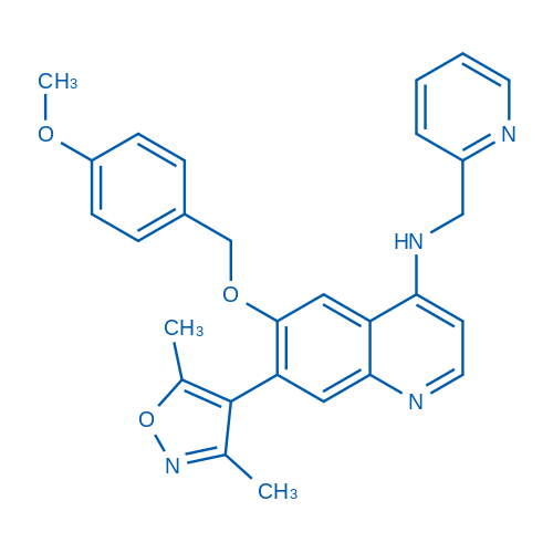 7-(3,5-Dimethylisoxazol-4-yl)-6-((4-methoxybenzyl)oxy)-N-(pyridin-2-ylmethyl)quinolin-4-amine 100mg