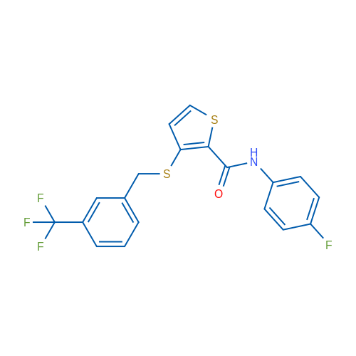 N-(4-Fluorophenyl)-3-({[3-(trifluoromethyl)phenyl]methyl}sulfanyl)thiophene-2-carboxamide 1g