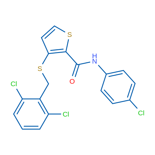 N-(4-Chlorophenyl)-3-{[(2,6-dichlorophenyl)methyl]sulfanyl}thiophene-2-carboxamide 1g