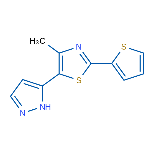 4-Methyl-5-(1H-pyrazol-5-yl)-2-(thiophen-2-yl)-1,3-thiazole 1g