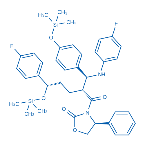 (S)-3-((2R,5S)-5-(4-Fluorophenyl)-2-((S)-((4-fluorophenyl)amino)(4-((trimethylsilyl)oxy)phenyl)methyl)-5-((trimethylsilyl)oxy)pentanoyl)-4-phenyloxazolidin-2-one 100g