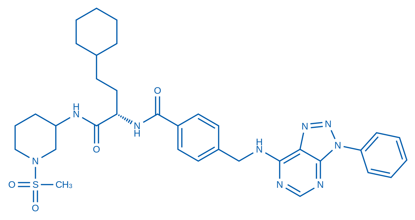 N-((2S)-4-Cyclohexyl-1-((1-(methylsulfonyl)piperidin-3-yl)amino)-1-oxobutan-2-yl)-4-(((3-phenyl-3H-[1,2,3]triazolo[4,5-d]pyrimidin-7-yl)amino)methyl)benzamide 10mg