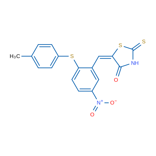 (5E)-5-({2-[(4-methylphenyl)sulfanyl]-5-nitrophenyl}methylidene)-2-sulfanylidene-1,3-thiazolidin-4-one 1g