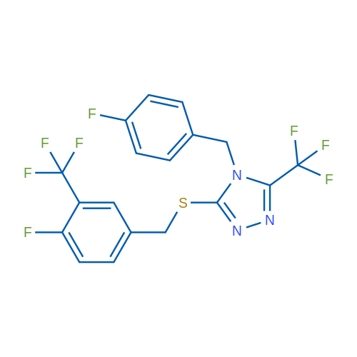 3-({[4-fluoro-3-(trifluoromethyl)phenyl]methyl}sulfanyl)-4-[(4-fluorophenyl)methyl]-5-(trifluoromethyl)-4H-1,2,4-triazole 1g
