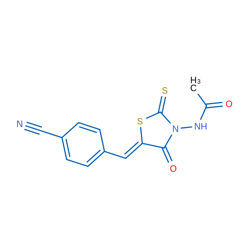 N-[(5Z)-5-[(4-Cyanophenyl)methylidene]-4-oxo-2-sulfanylidene-1,3-thiazolidin-3-yl]acetamide 1g