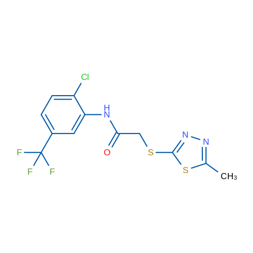 N-[2-Chloro-5-(trifluoromethyl)phenyl]-2-[(5-methyl-1,3,4-thiadiazol-2-yl)sulfanyl]acetamide 1g