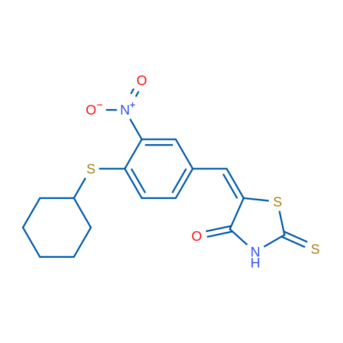 (5E)-5-{[4-(cyclohexylsulfanyl)-3-nitrophenyl]methylidene}-2-sulfanylidene-1,3-thiazolidin-4-one 1g