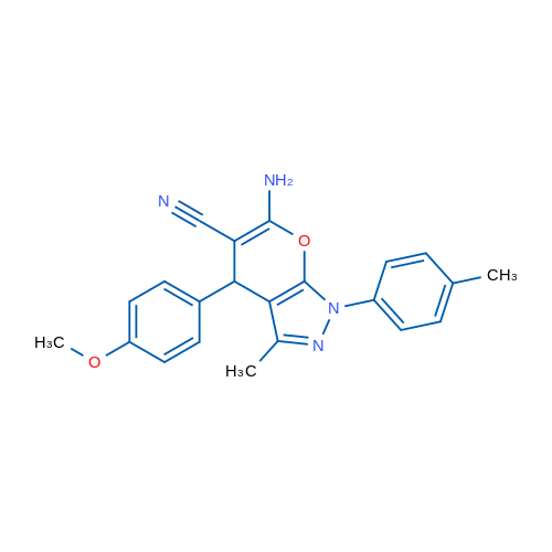 6-Amino-4-(4-methoxyphenyl)-3-methyl-1-(4-methylphenyl)-1H,4H-pyrano[2,3-c]pyrazole-5-carbonitrile 1g