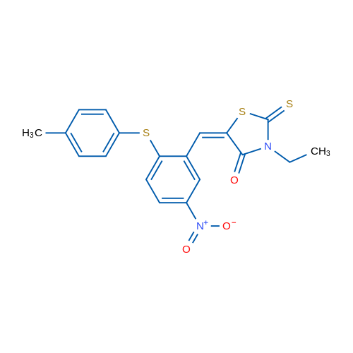 (5E)-3-Ethyl-5-({2-[(4-methylphenyl)sulfanyl]-5-nitrophenyl}methylidene)-2-sulfanylidene-1,3-thiazolidin-4-one 1g