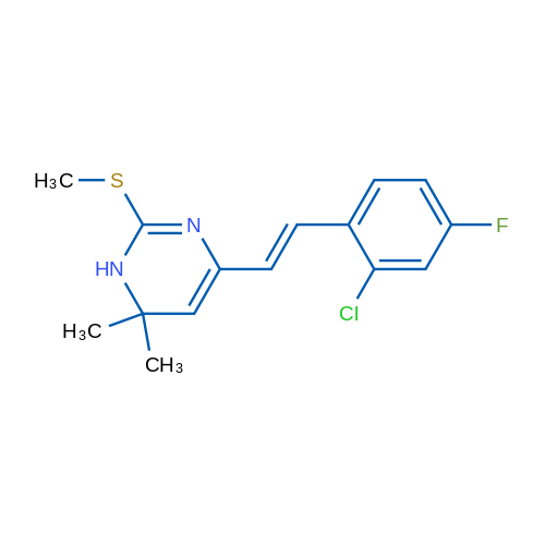 4-[(E)-2-(2-Chloro-4-fluorophenyl)ethenyl]-6,6-dimethyl-2-(methylsulfanyl)-1,6-dihydropyrimidine 1g