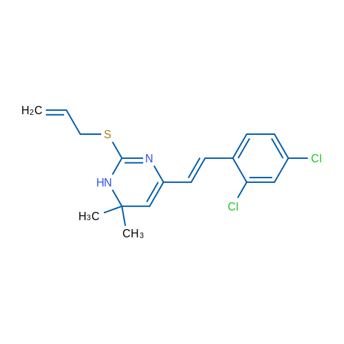 4-[(E)-2-(2,4-Dichlorophenyl)ethenyl]-6,6-dimethyl-2-(prop-2-en-1-ylsulfanyl)-1,6-dihydropyrimidine 1g