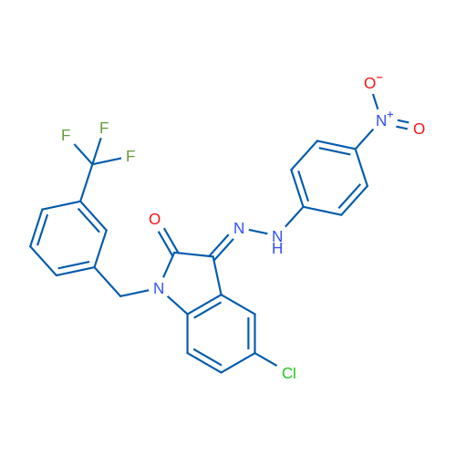 (3E)-5-Chloro-3-[2-(4-nitrophenyl)hydrazin-1-ylidene]-1-{[3-(trifluoromethyl)phenyl]methyl}-2,3-dihydro-1H-indol-2-one 1g