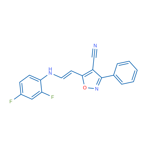 5-[(E)-2-[(2,4-Difluorophenyl)amino]ethenyl]-3-phenyl-1,2-oxazole-4-carbonitrile 1g