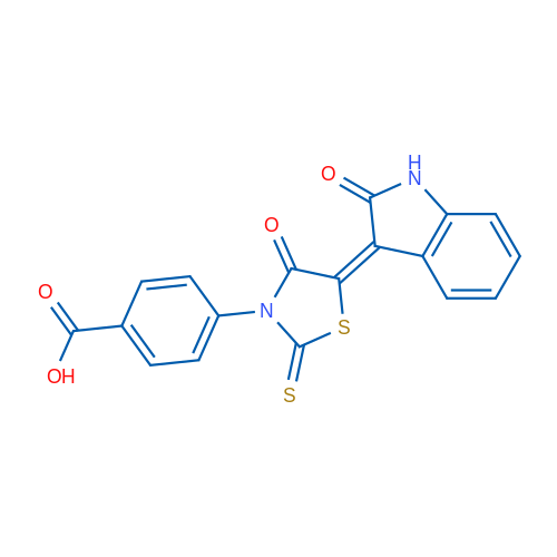 4-(4-oxo-5-(2-oxoindolin-3-ylidene)-2-thioxothiazolidin-3-yl)benzoic acid 1g